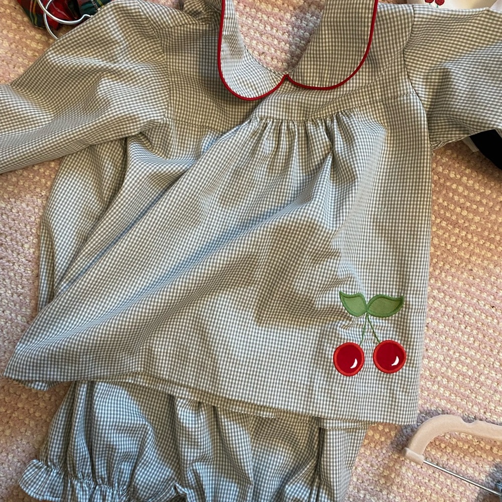 Never been worn  Cherry Embroidered Gingham matching Set